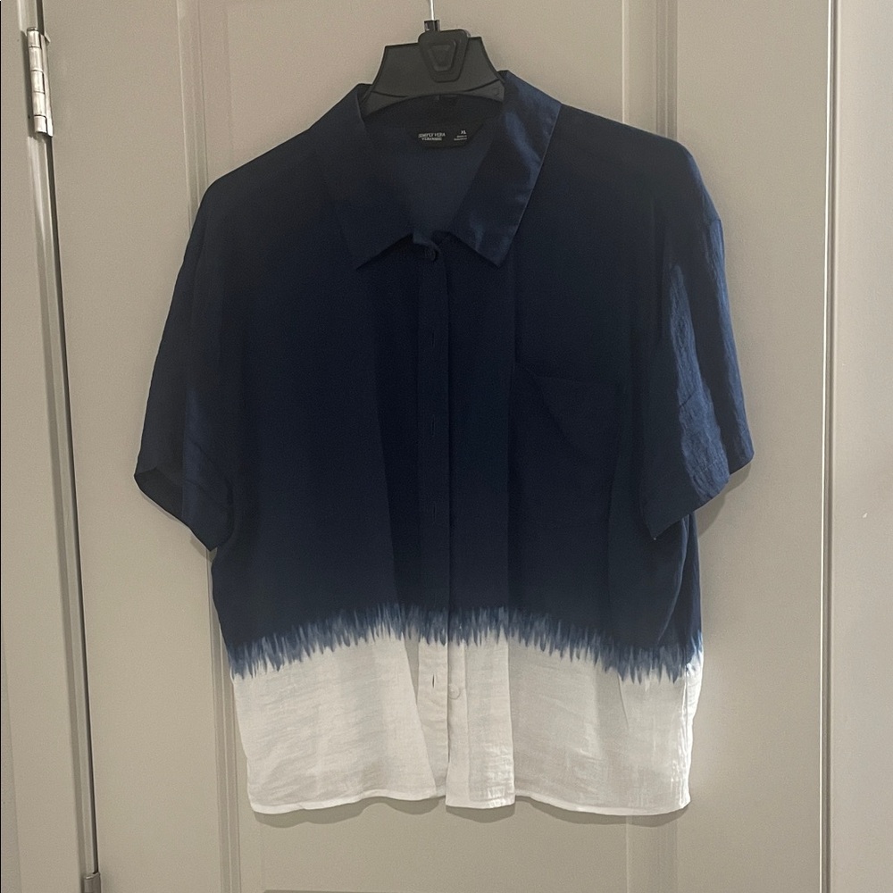 Simply Vera Vera Wang Women's Navy and White Ombre Blouse